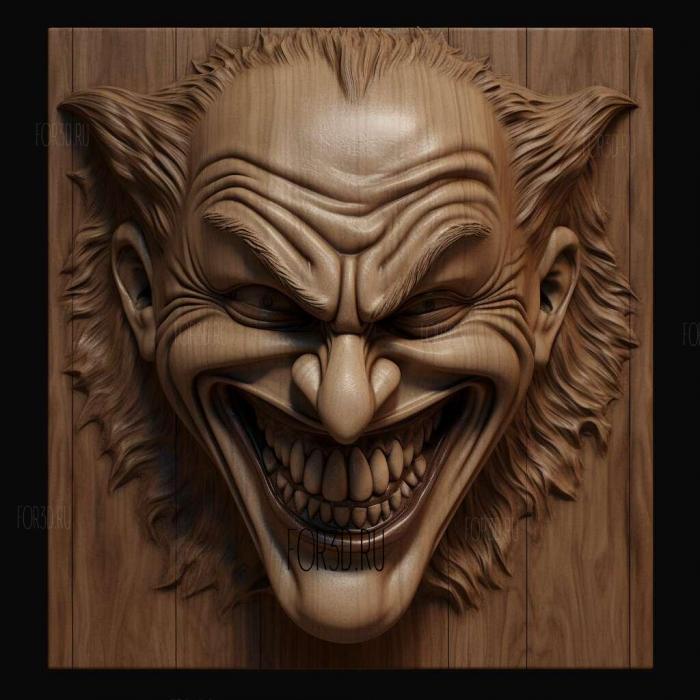 Joker grinning 2 stl model for CNC